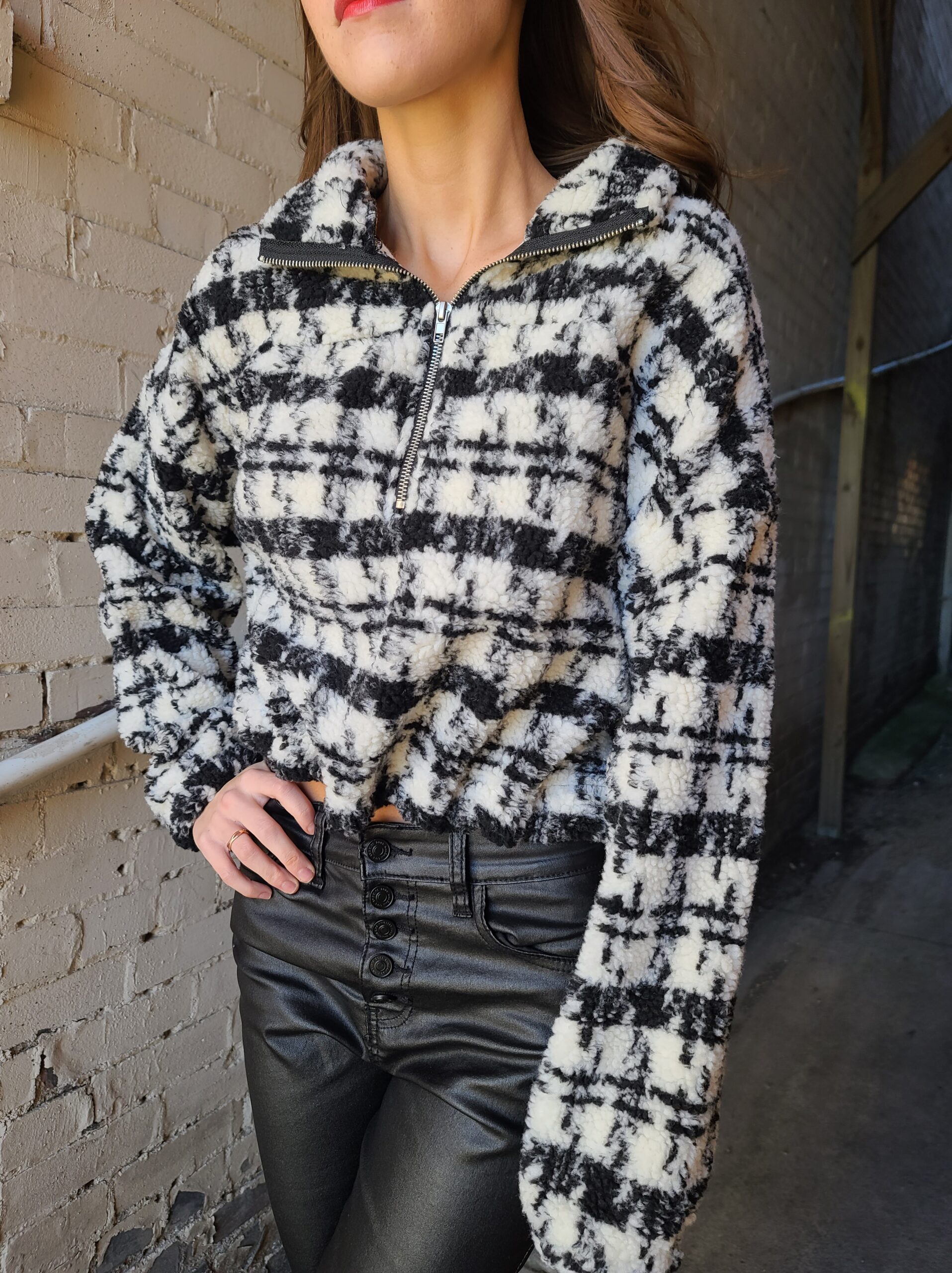 Junie Houndstooth half zip jacket - Image 2