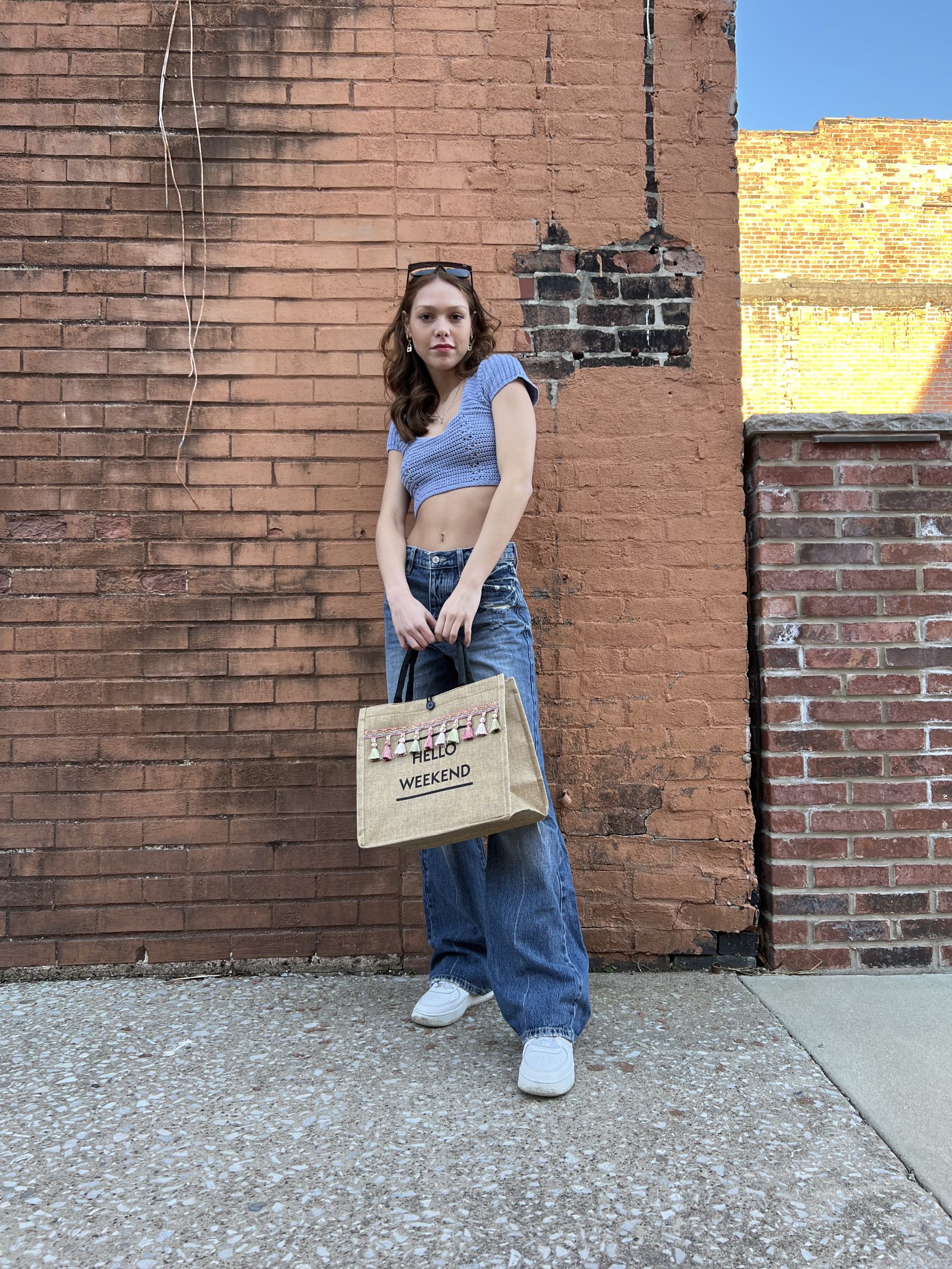 Lace up sweater crop top - Image 3
