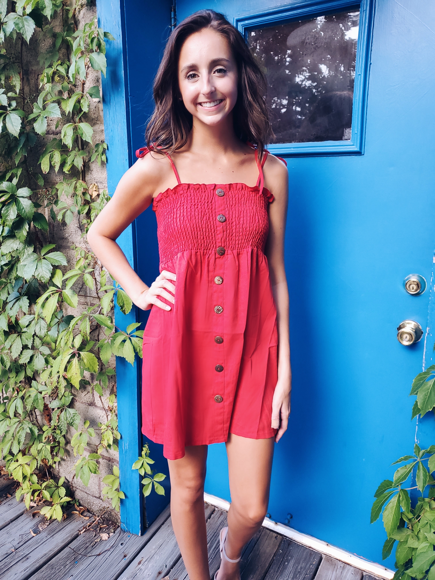 Raley red smocked dress - Image 2