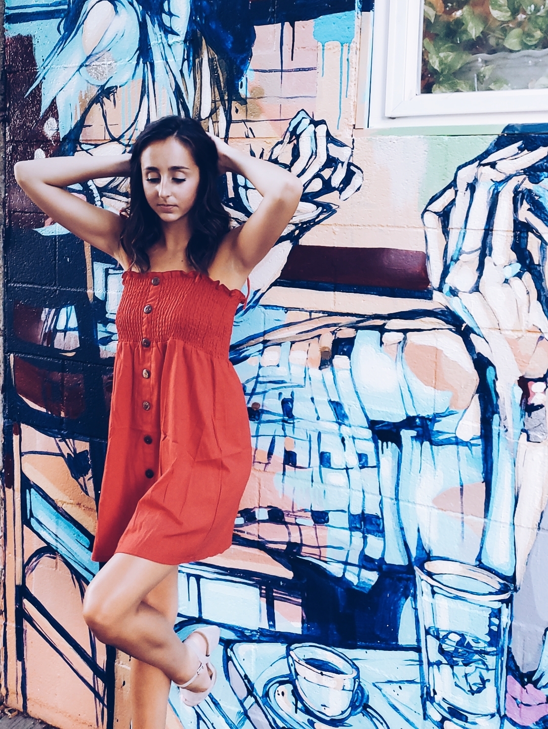 Raley red smocked dress