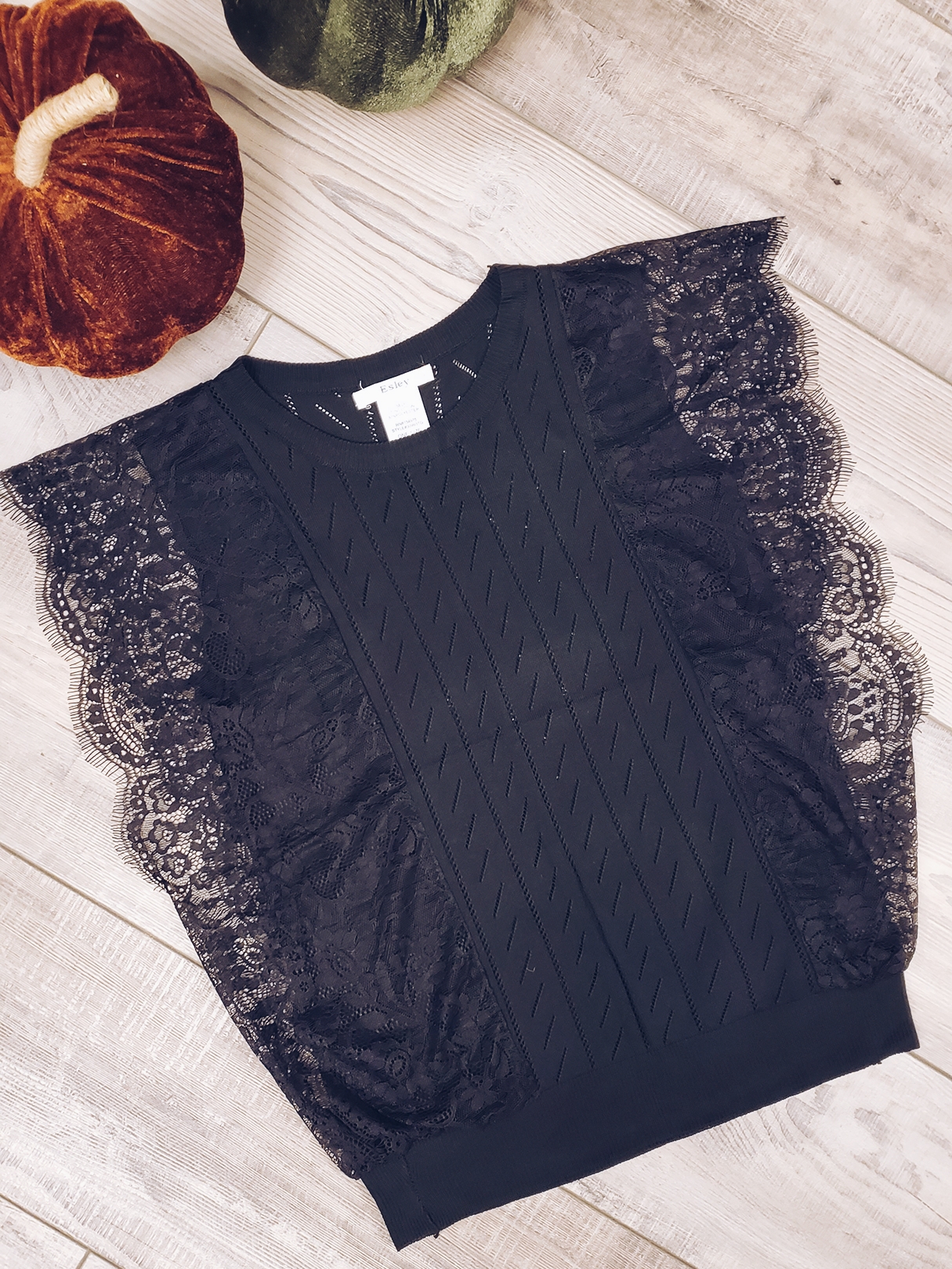 Piper Pointelle Lace Trim Top