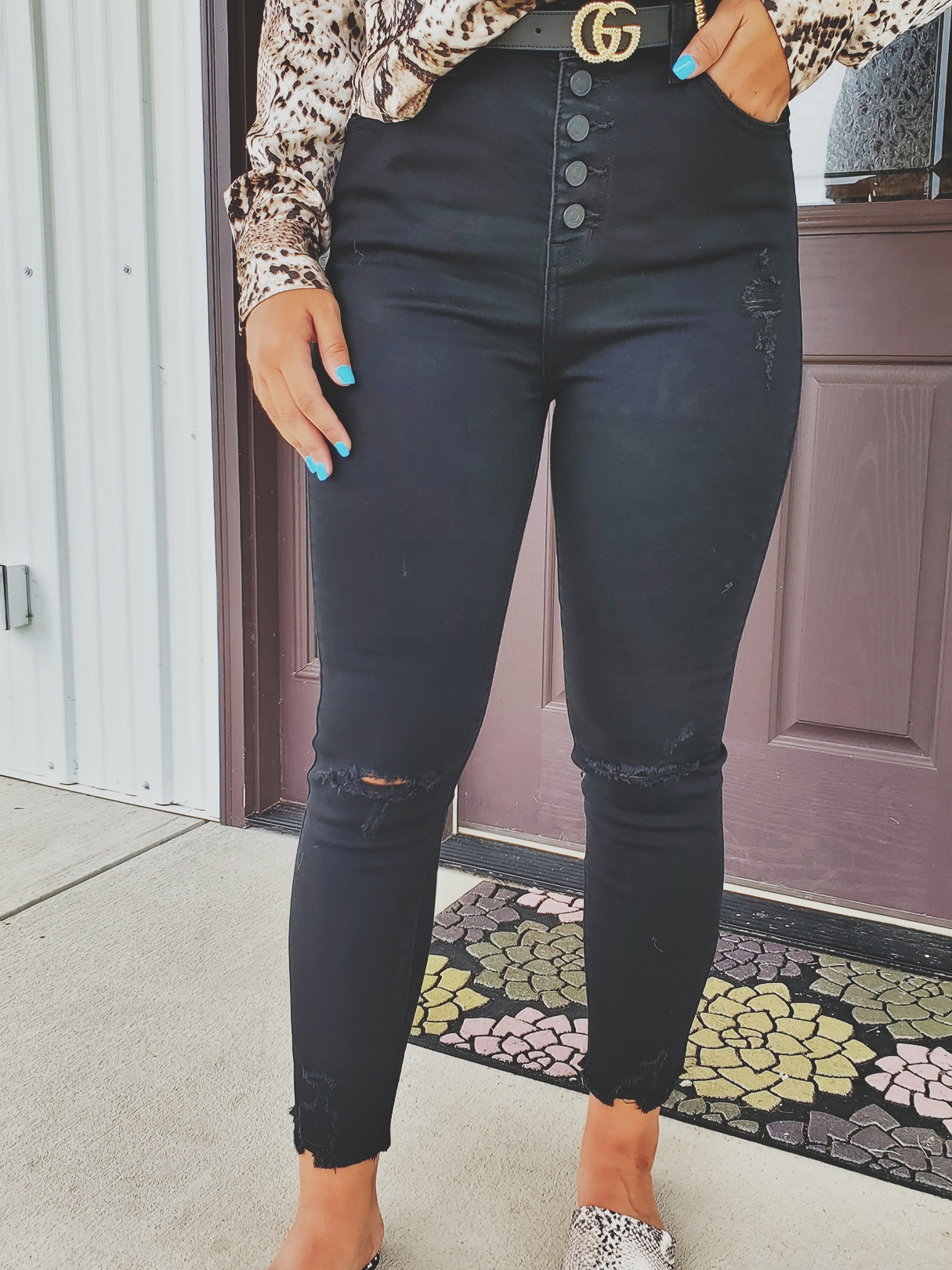 Fallin for you black distressed denim jeans - Image 2