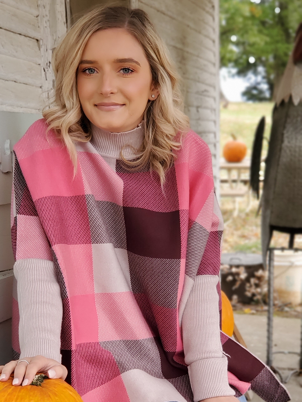 Pretty in Pink Turtleneck Poncho - Image 2