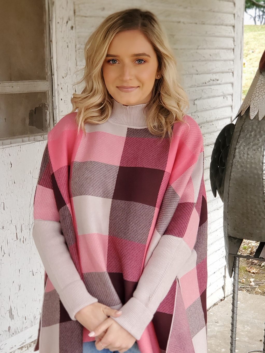 Pretty in Pink Turtleneck Poncho - Image 3