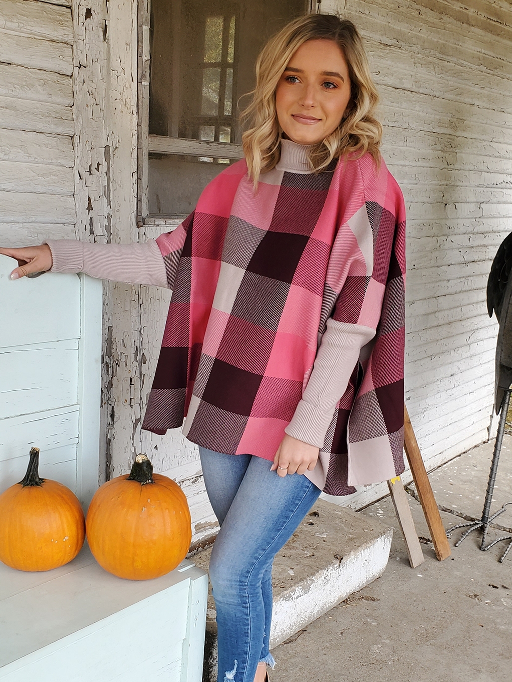 Pretty in Pink Turtleneck Poncho