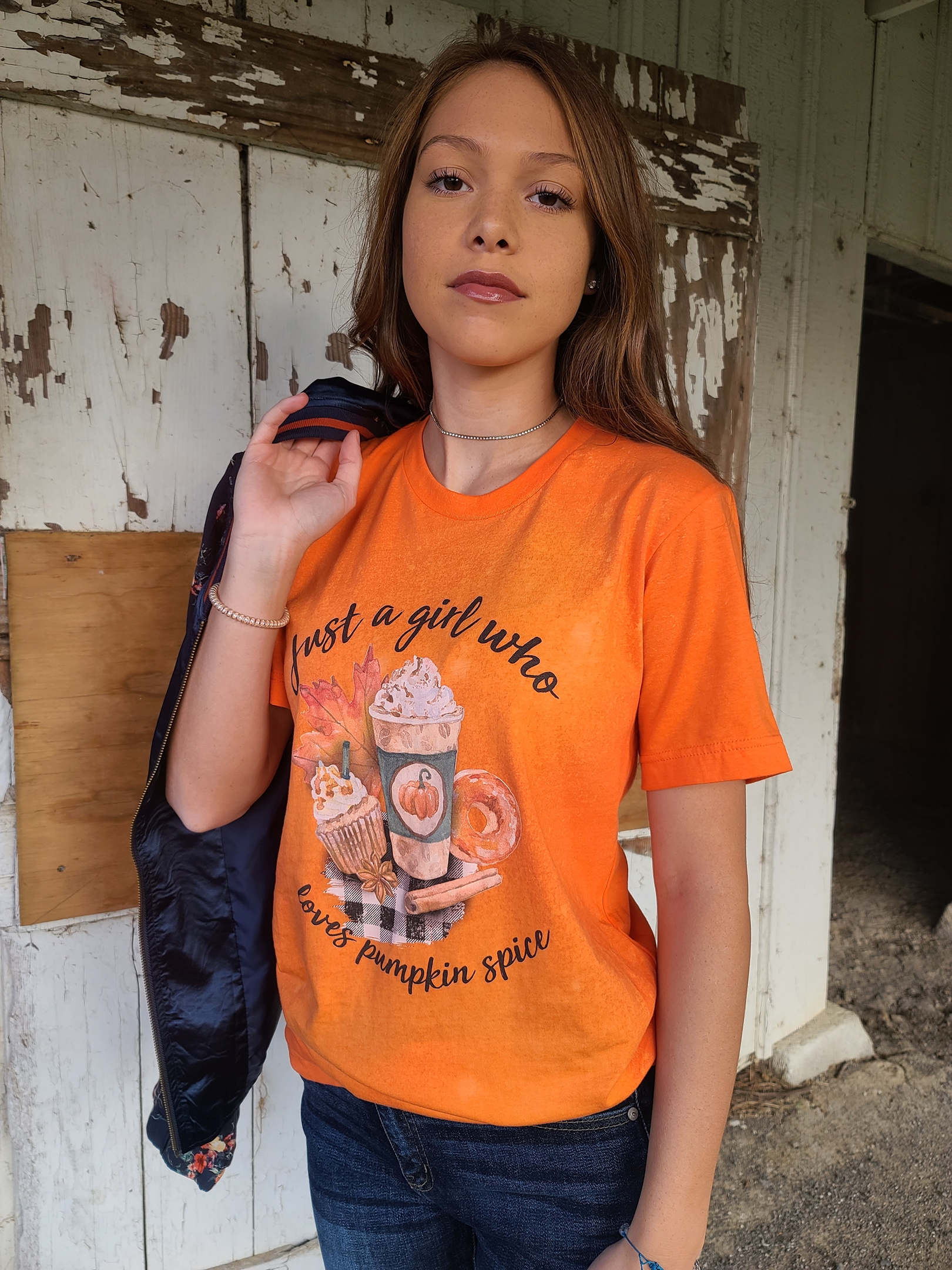 Just a girl who loves pumpkin spice bleached tee