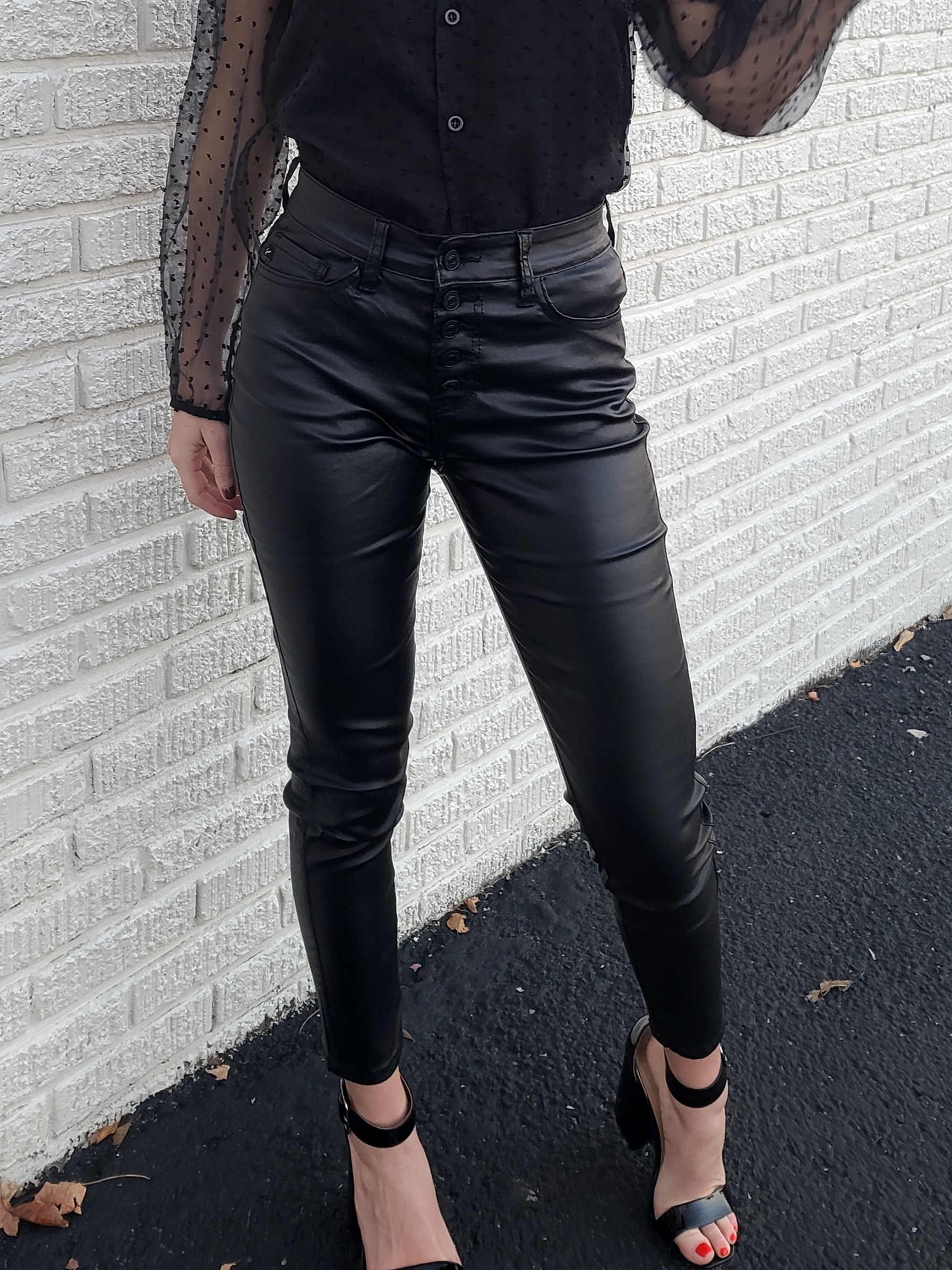 Melo Highrise leather ankle skinny jeans