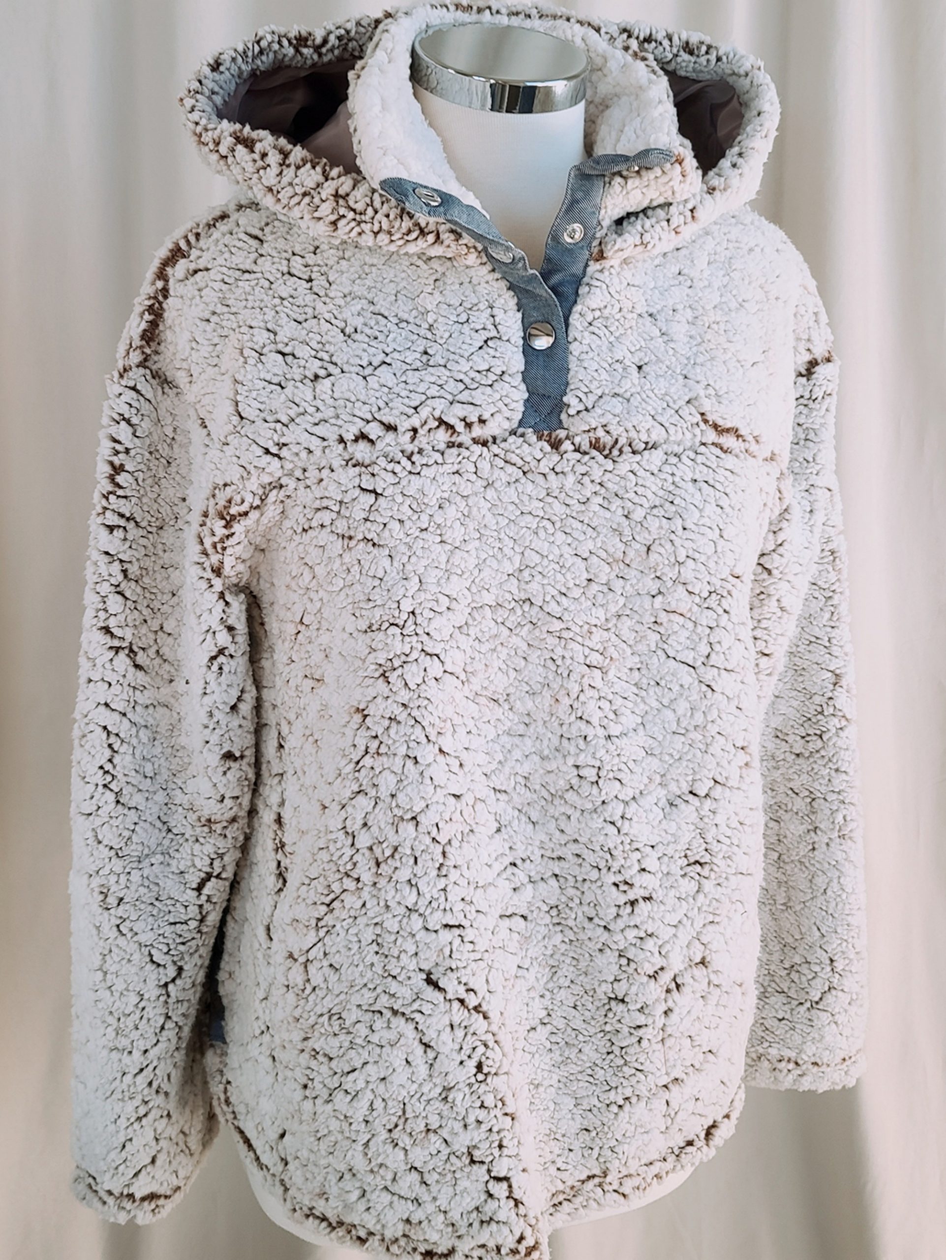 Mock neck sherpa hooded pullover jacket - Image 2