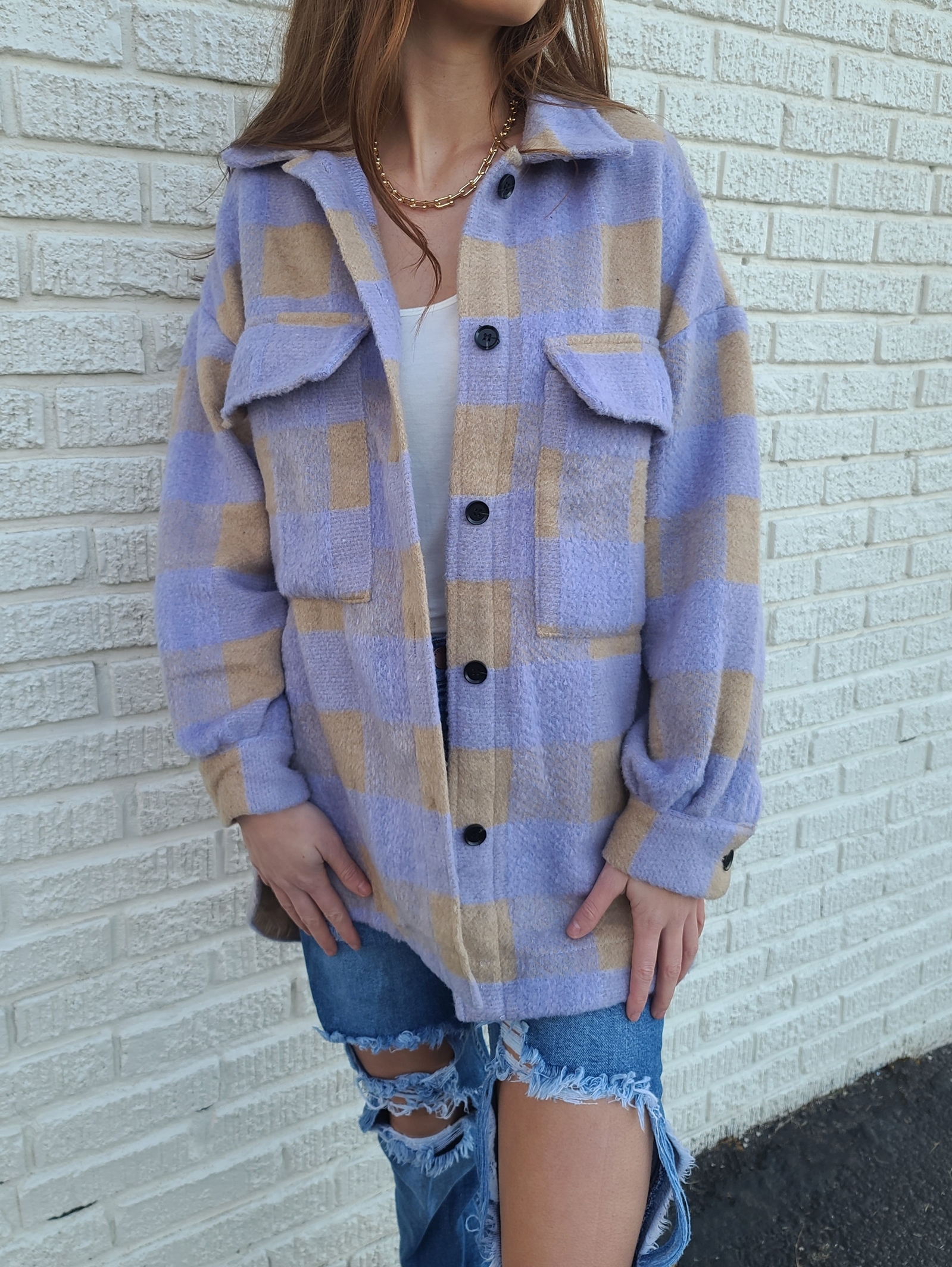 Plaid oversized shirt jacket - Image 2