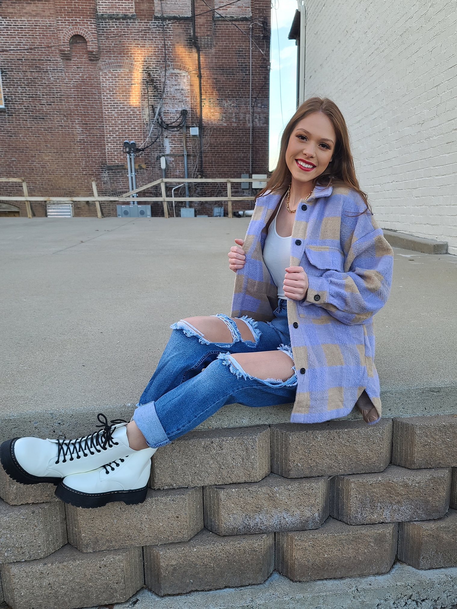 Plaid oversized shirt jacket