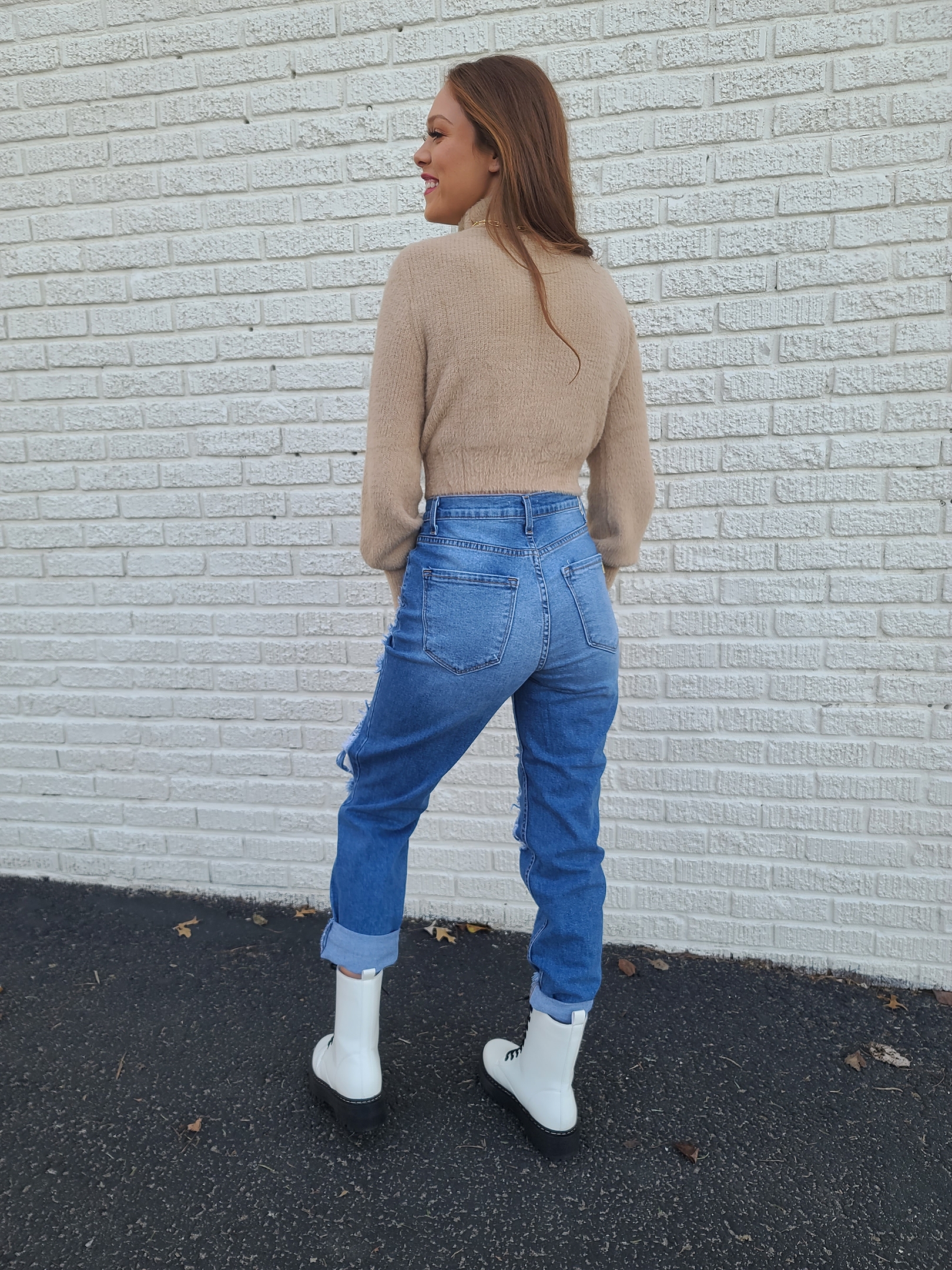 Addison Distressed Mom Jean - Image 3