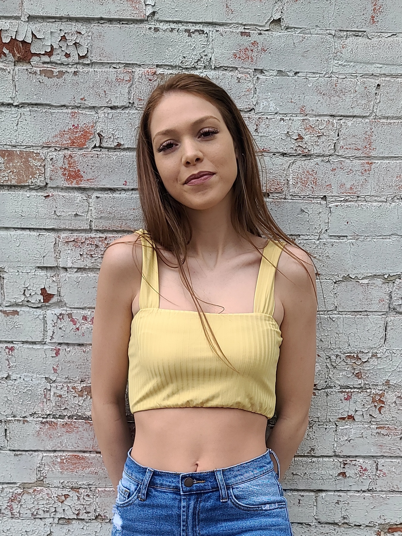 Shoreline cami bralette top - misted yellow