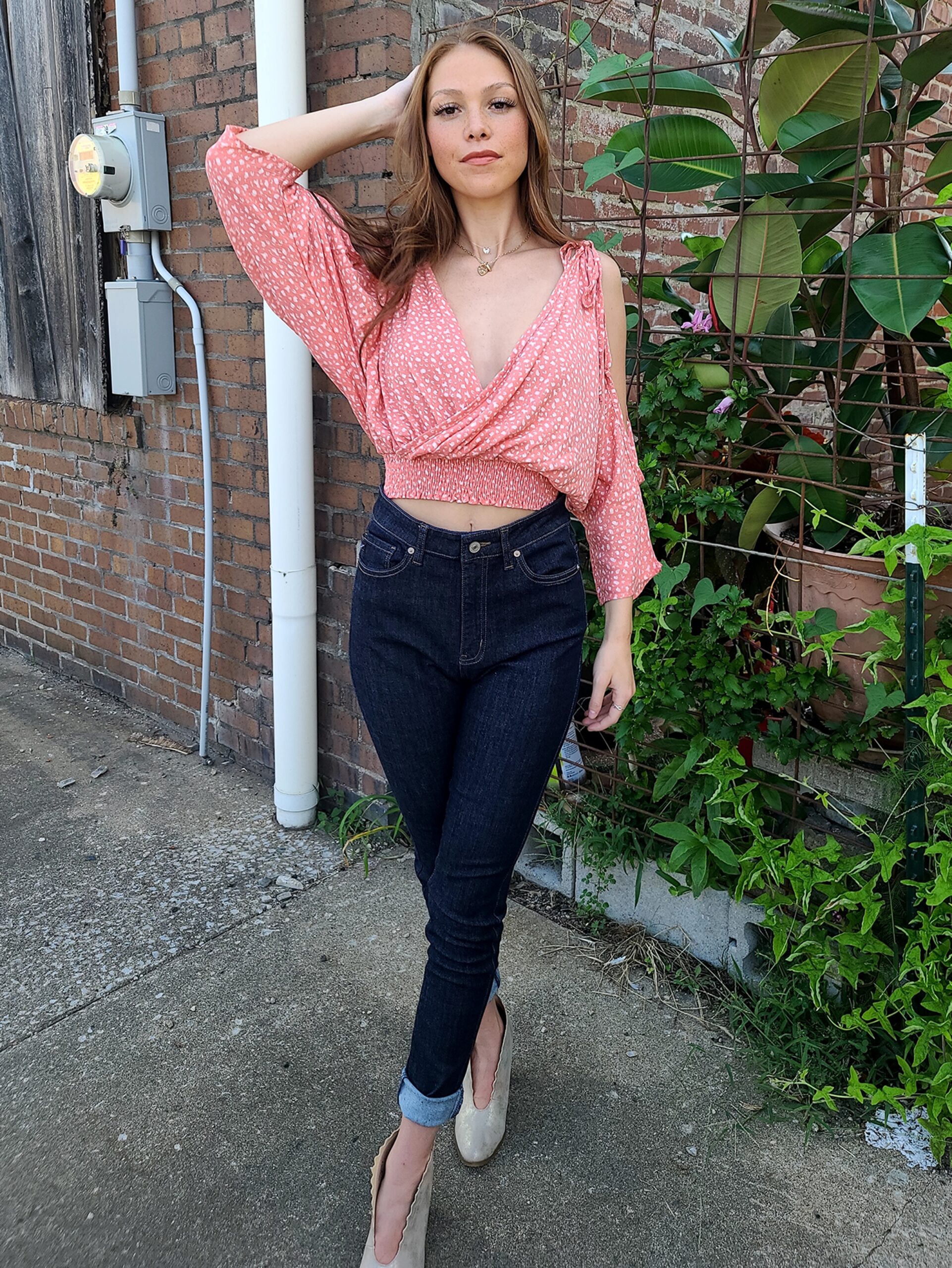 Meet me at the back door cold shoulder top