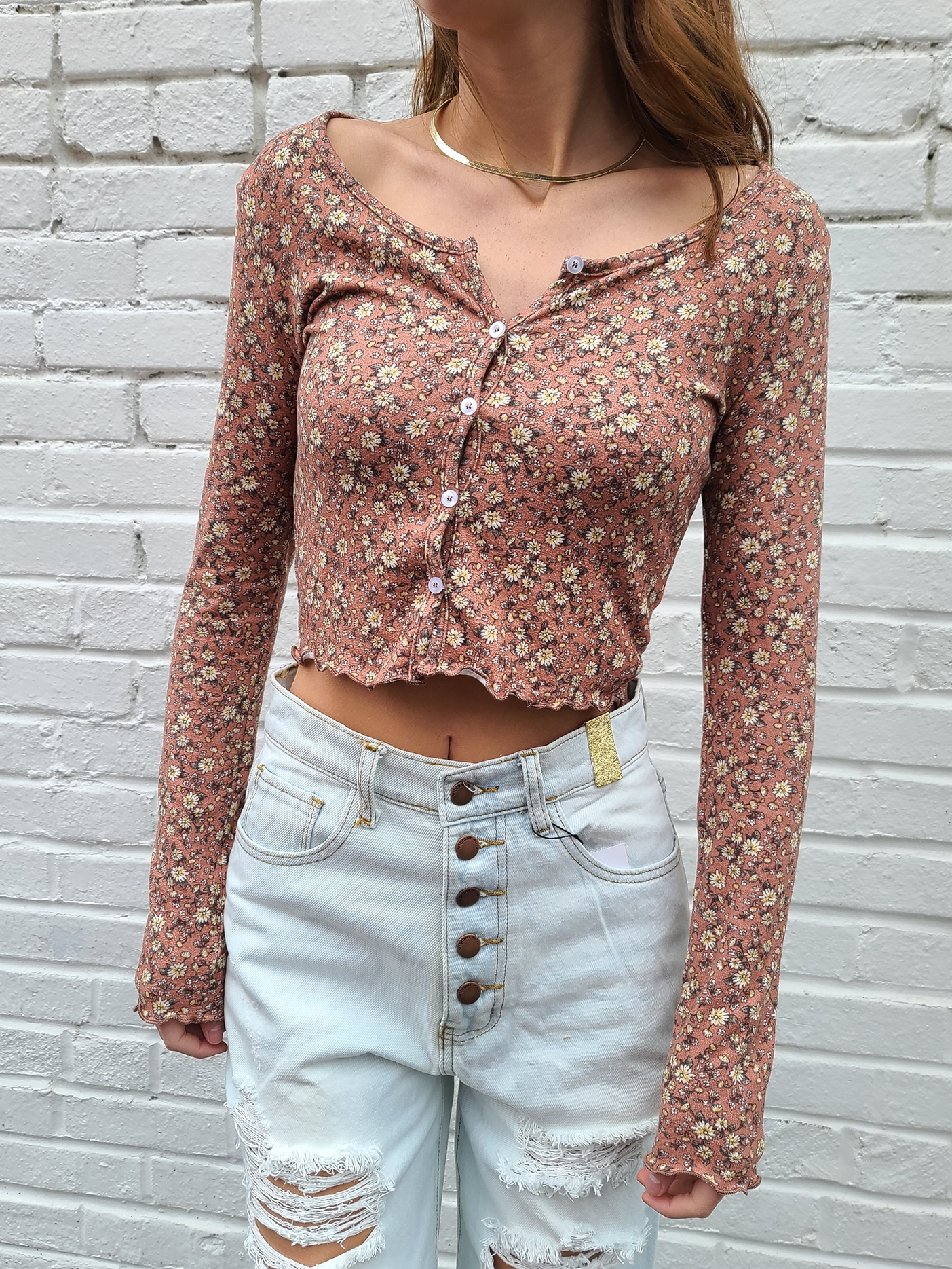 Marcella Floral Print Crop Top - Image 2