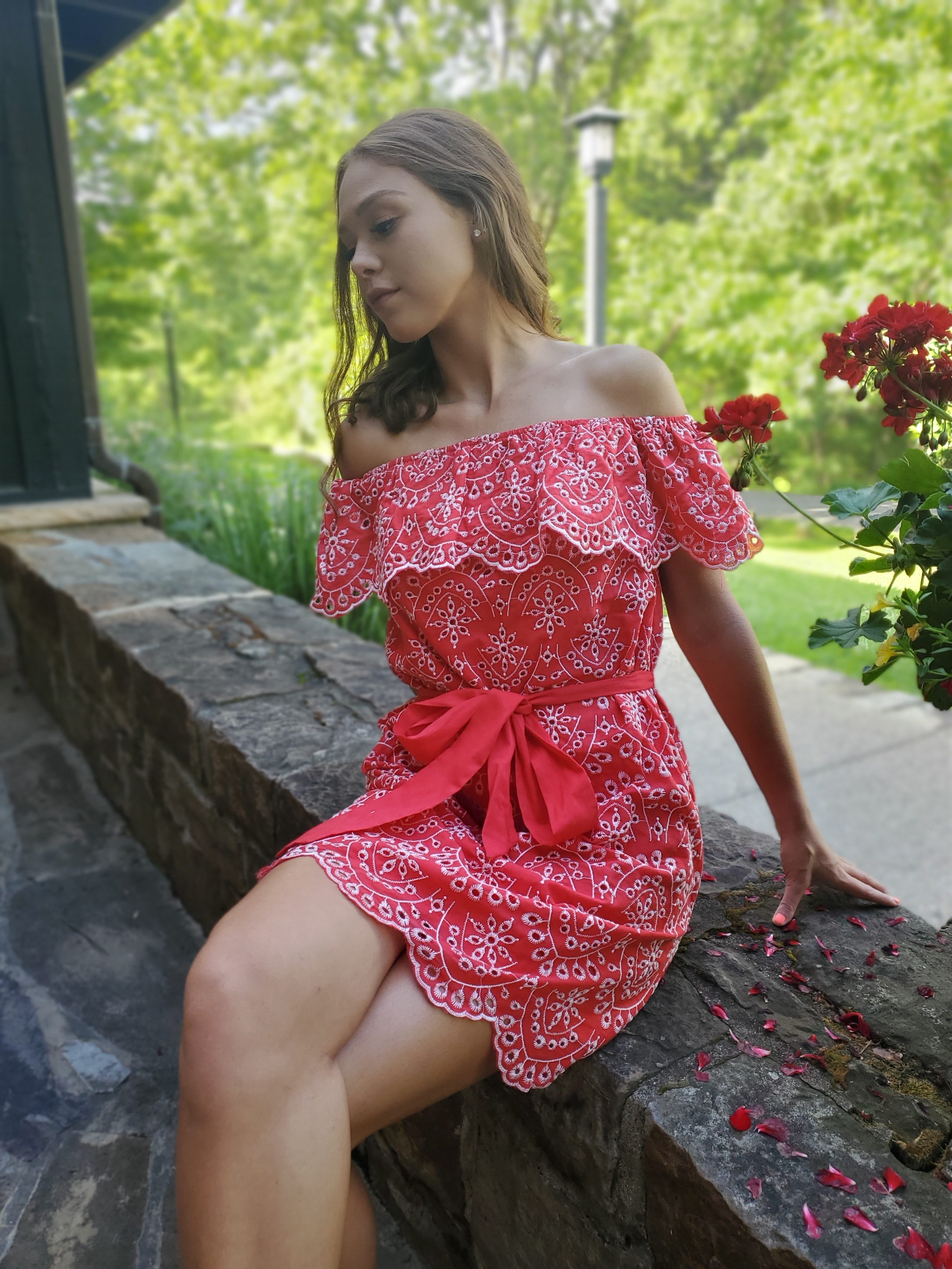 Isla Off The Shoulder Eyelet Dress - Image 3