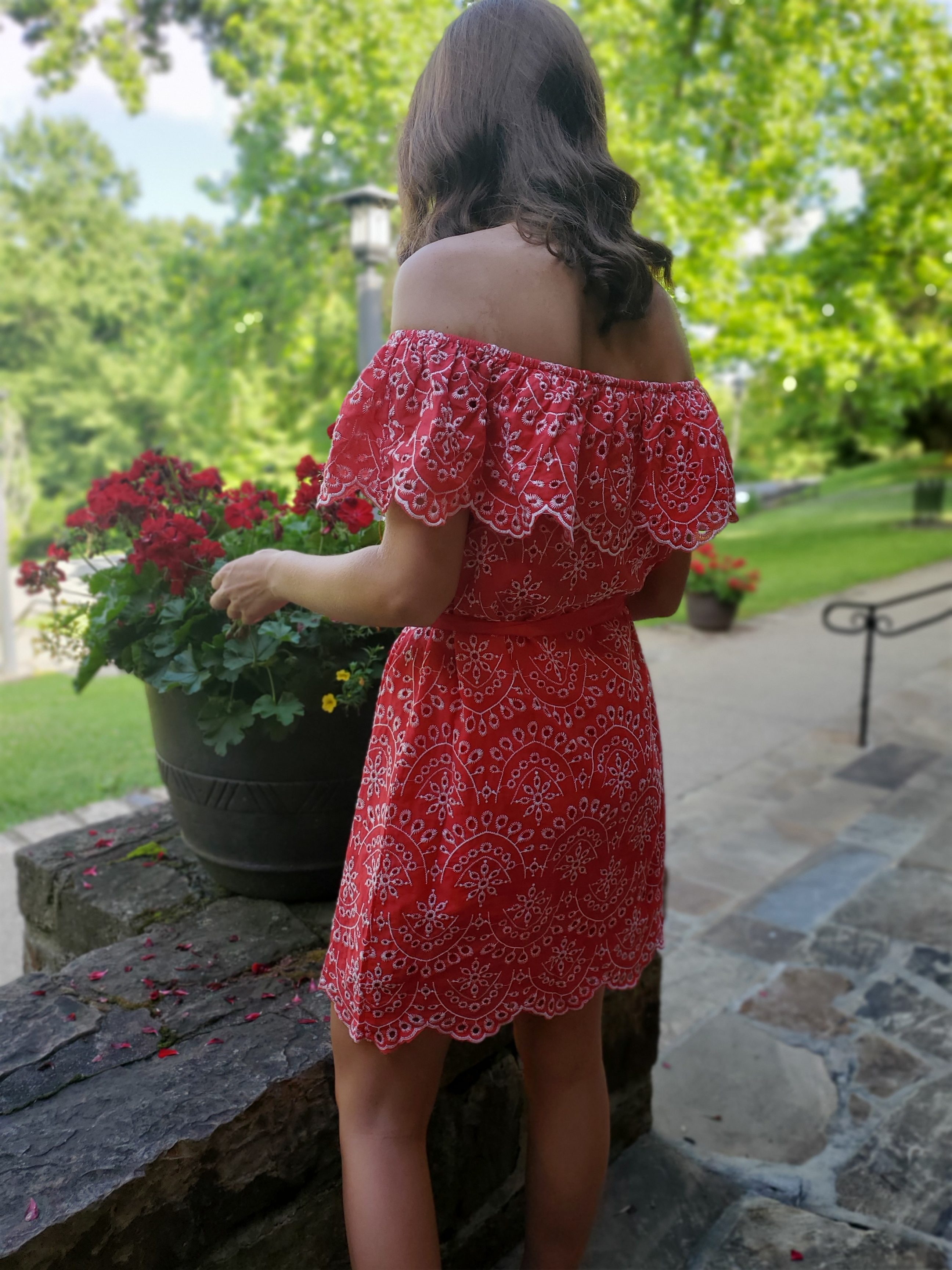Isla Off The Shoulder Eyelet Dress - Image 2