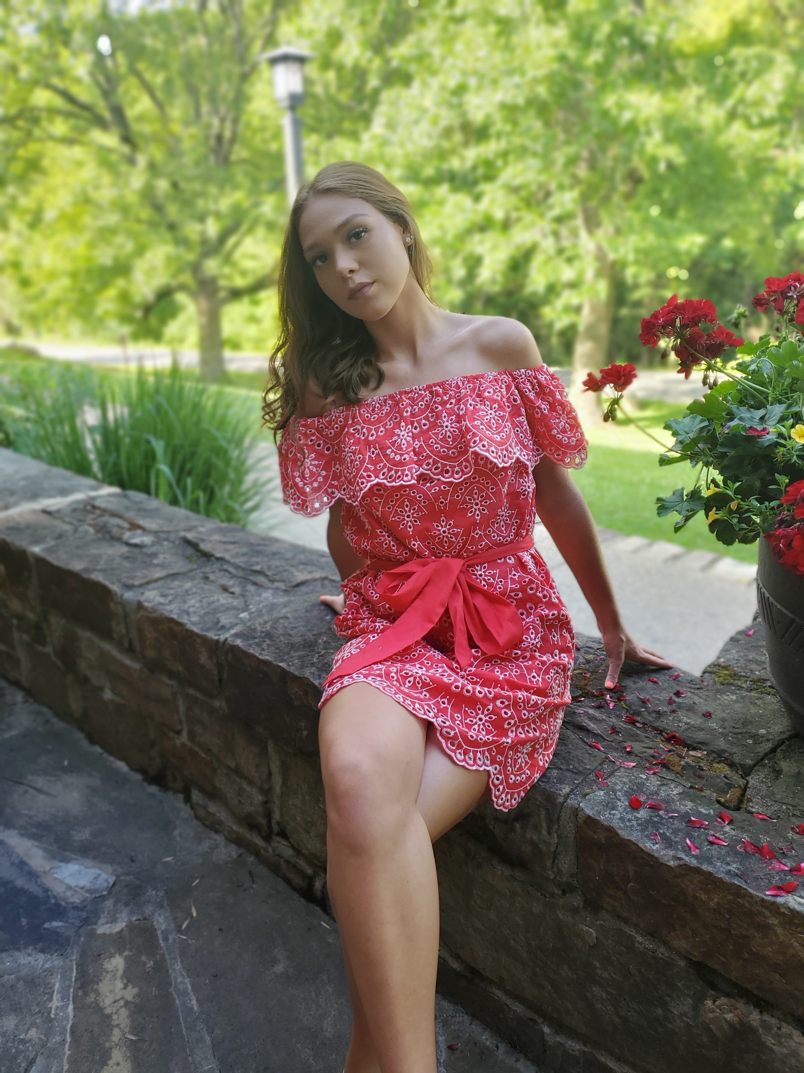 Isla Off The Shoulder Eyelet Dress