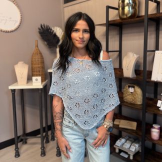 Sweater poncho (Dusty Blue)