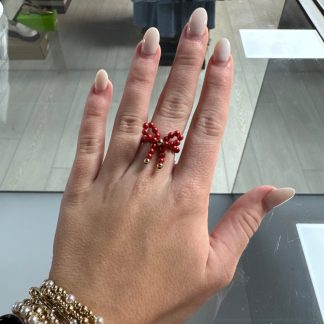 Beaded Blondes- Red Bow Ring