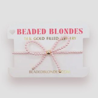 Beaded Blondes- Pink Pearl Beaded Bow Bracelet
