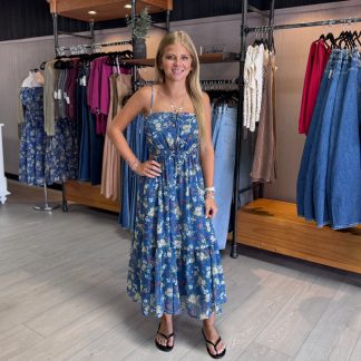 Glow Path Shirred Midi Dress
