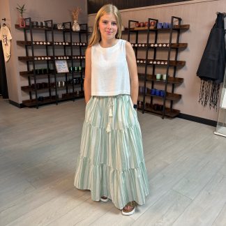 Palm Paradise Striped Maxi Skirt