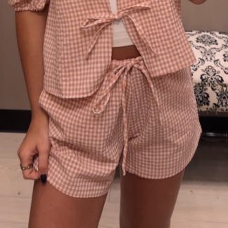 Seaside Gingham Print Shorts in Pink