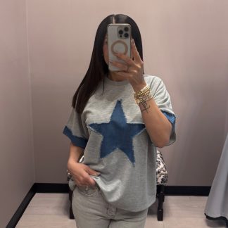 Denim Star Patchwork Top