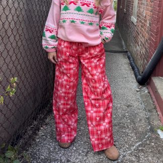 Gingham Bow Printed Pajama Bottoms