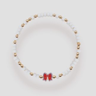 Beaded Blondes - Red and Blue Bow Bracelet
