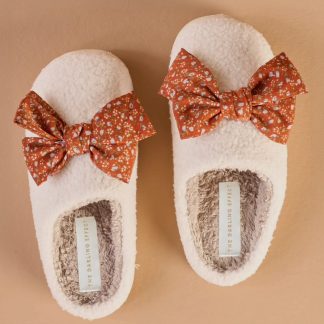 Fall Bow Fuzzy Slippers (sale)