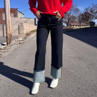 Midnight Blues Mid Rise Crop Wide Cuffed Jenas