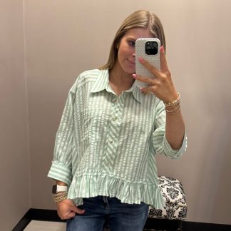 All the frills striped top (sage)