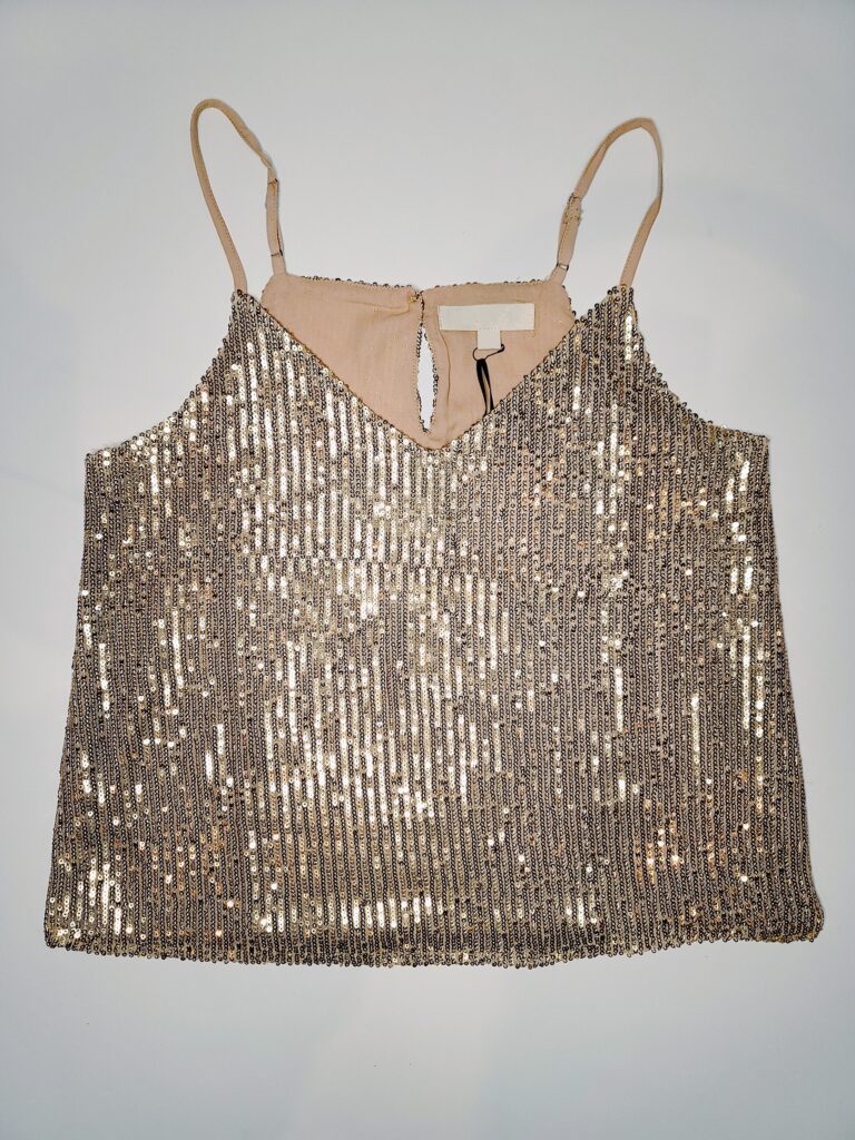 Sequin solid tank in gold - Kenz Boutique