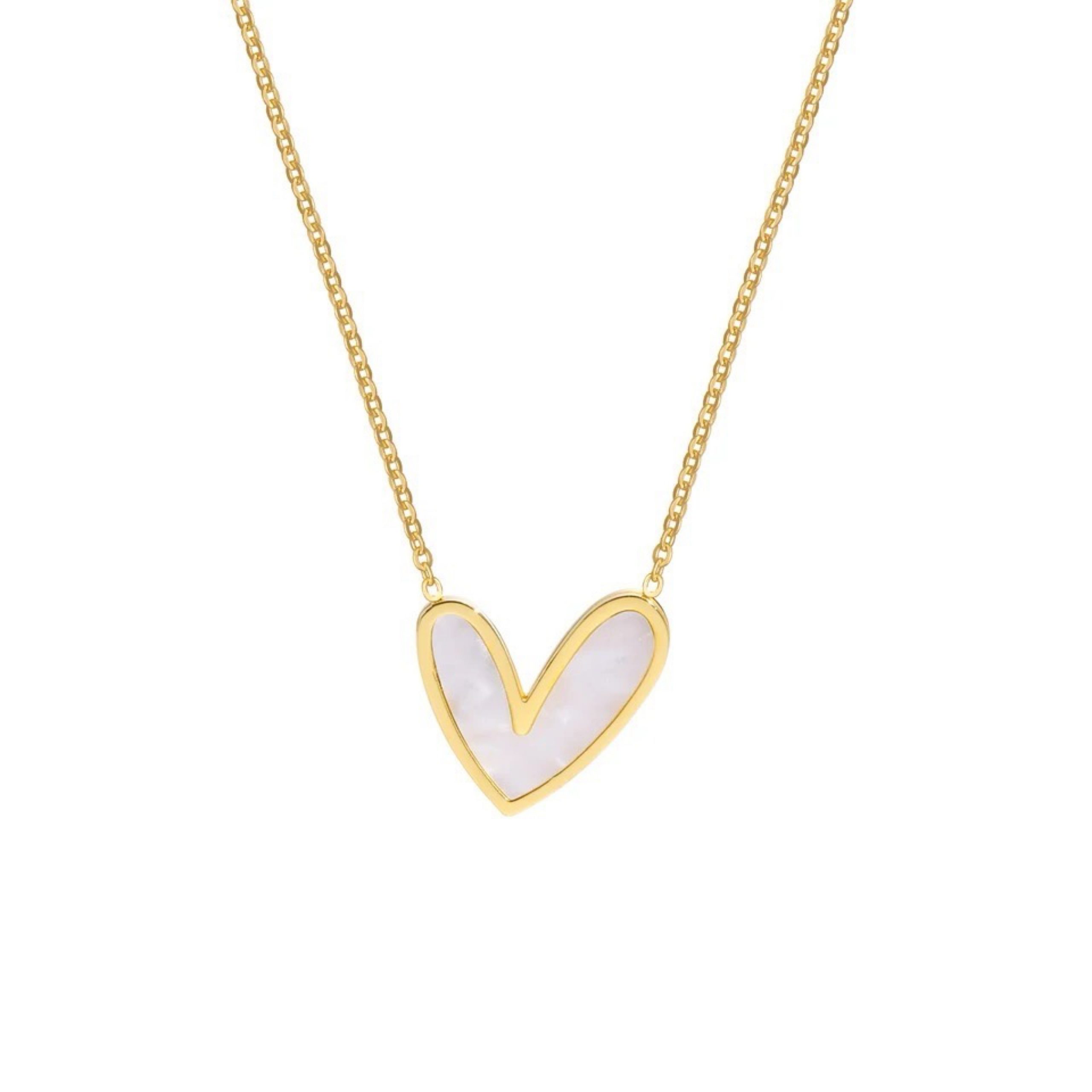 Sahira - Abigail Mother of Pearl Heart Necklace - Kenz Boutique
